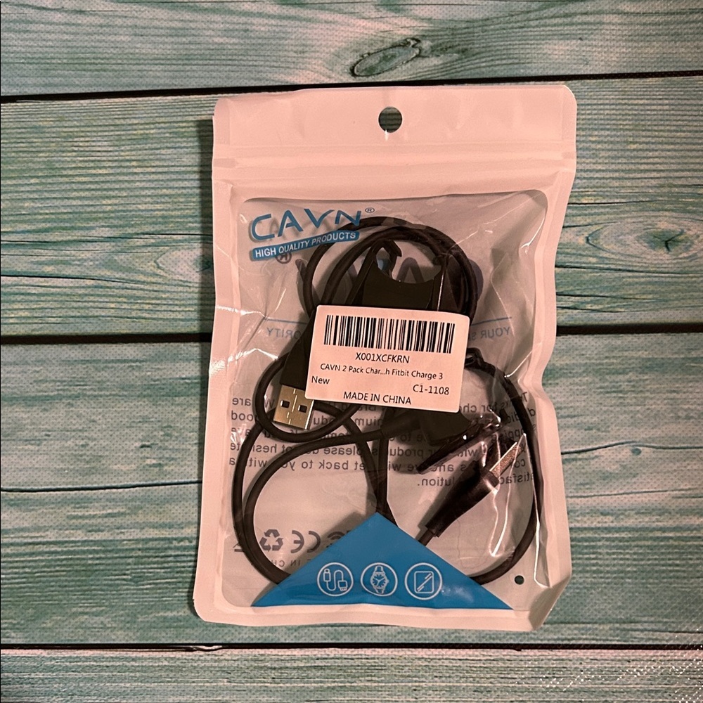 Two Black Charging Cables for FitBit Charge 3